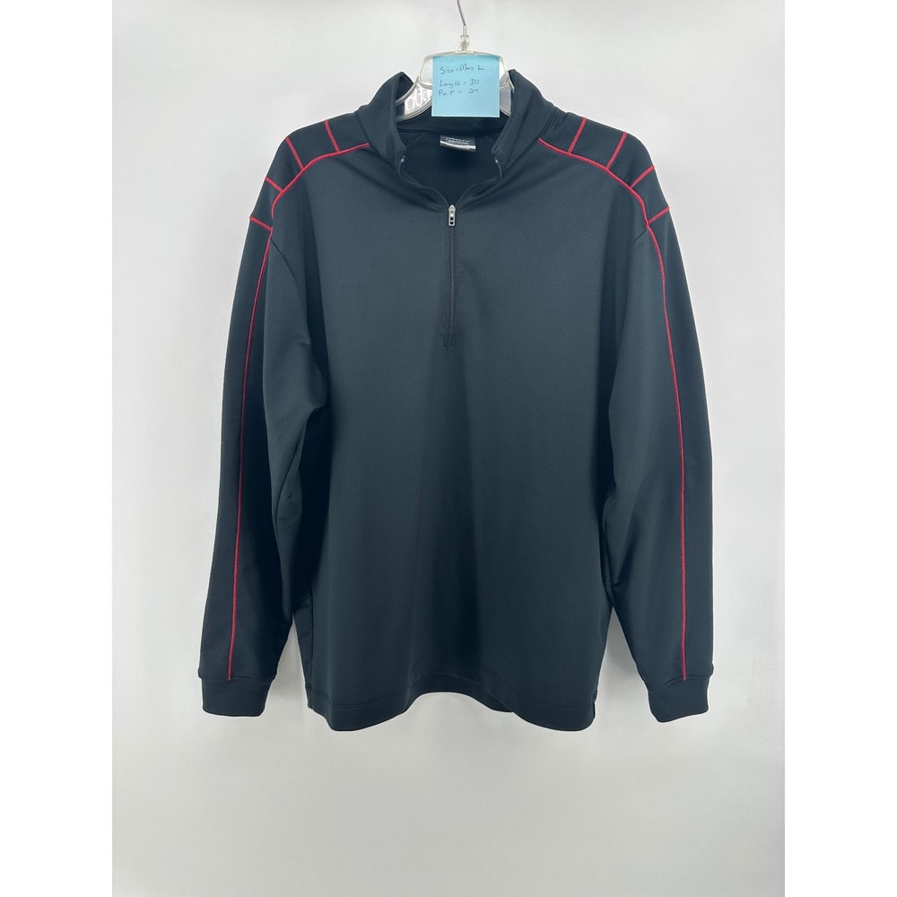 Nike Golf Dri-FIT Mens Large Quarter Zip Pullover Black Red Contrast Stitching